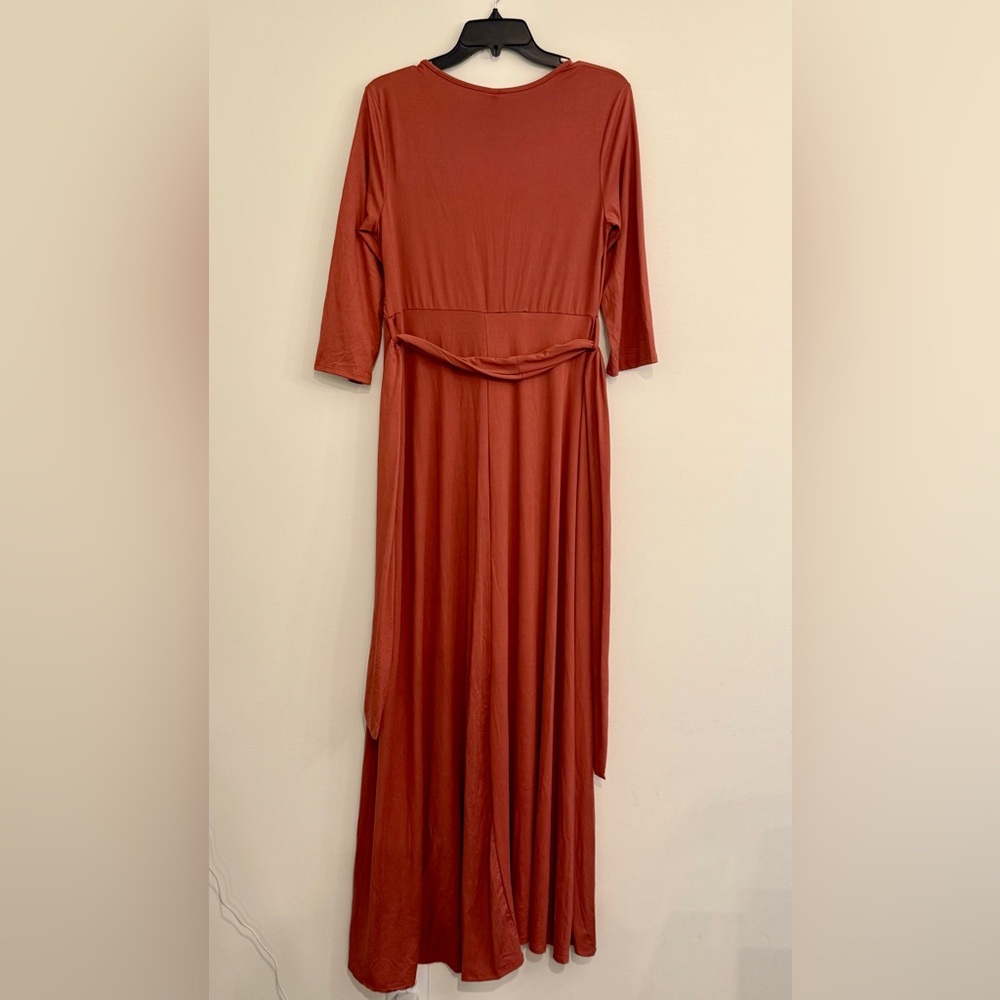 Mother Bee Maternity Terracotta Long Sleeve Dress - Picture 2 of 4